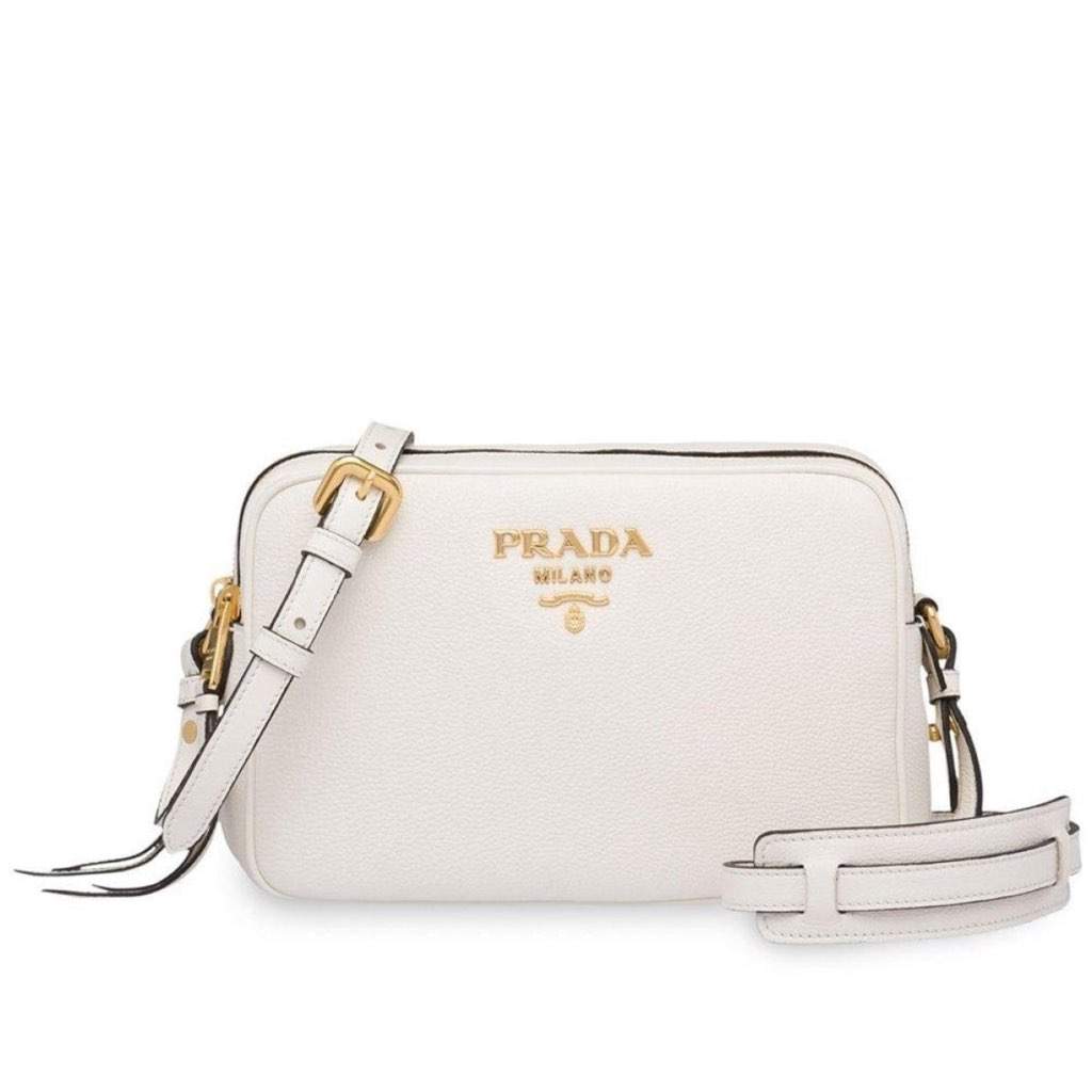 Prada Prada Vitello Phenix White Leather Double Zip Camera Crossbody White Leather Never worn, with tag - Front View