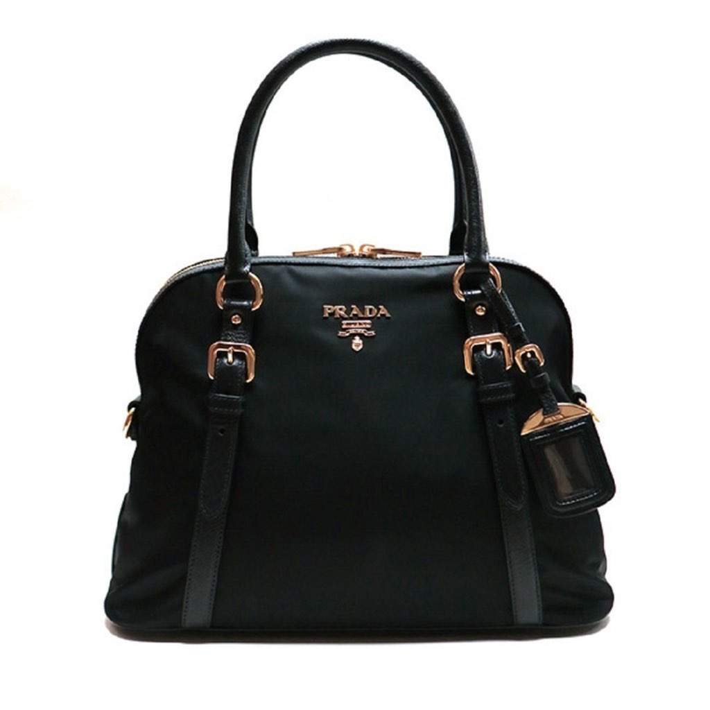 Prada Prada Tessuto Nylon Saffiano Leather Black Satchel Bag Black Never worn, with tag - Front View