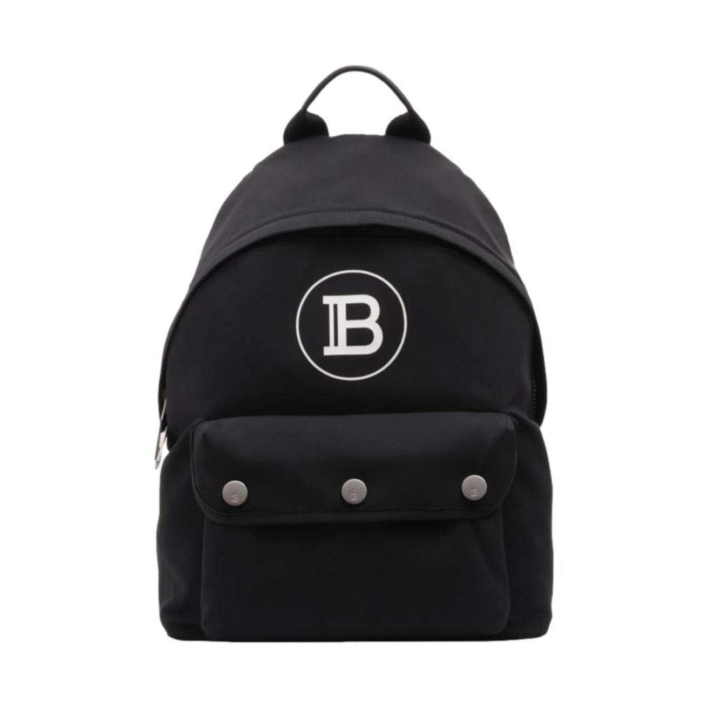 Balmain Balmain B-Back Black Nylon White Logo Backpack Black Never worn, with tag - Front View