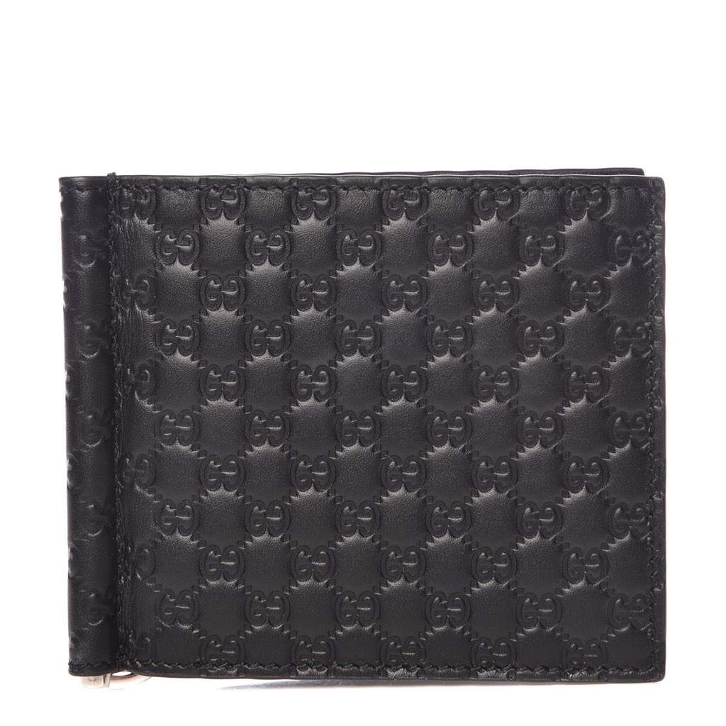Gucci Gucci Unisex Microguccissima GG Black Money Clip Wallet Black Leather Never worn, with tag - Front View