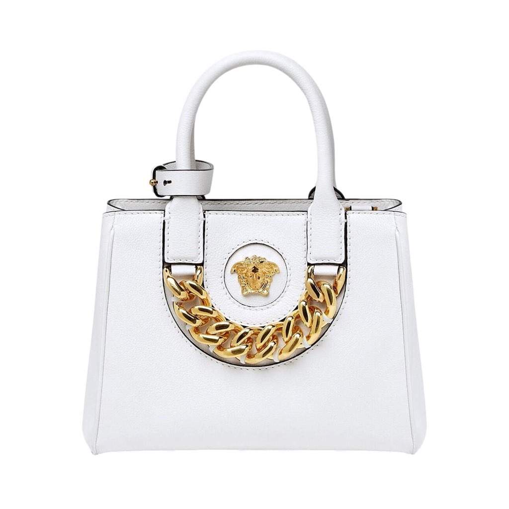 Versace Versace La Medusa Gold Plaque White Leather Small Crossbody Tote Bag White Leather Never worn, with tag - Front View