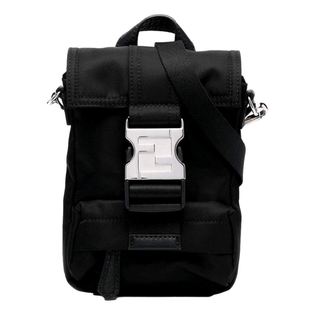 Fendi Fendi Fendiness Black Nylon Buckle Mini Backpack Crossbody Bag Black Never worn, with tag - Front View