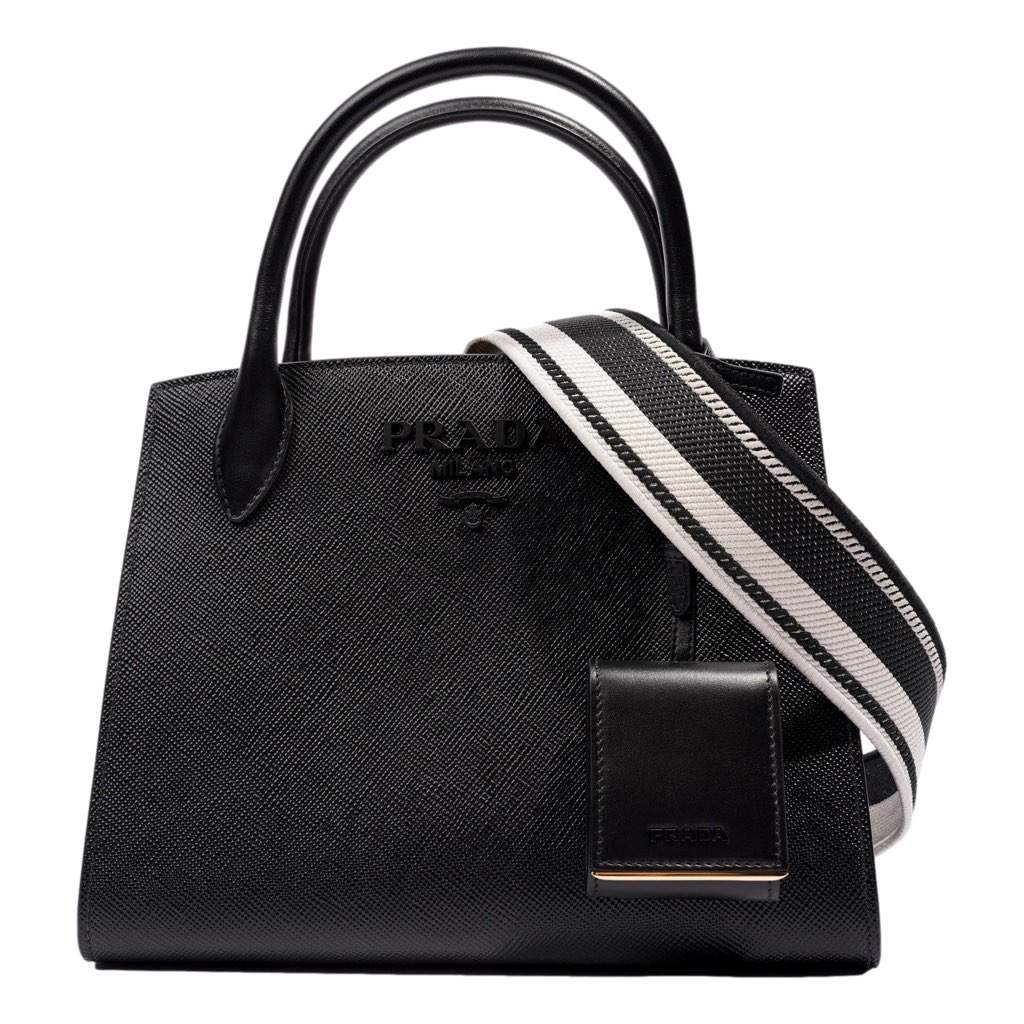 Prada Prada Monochrome Saffiano Top Handle Crossbody Tote Bag Black Black Leather Never worn, with tag - Front View