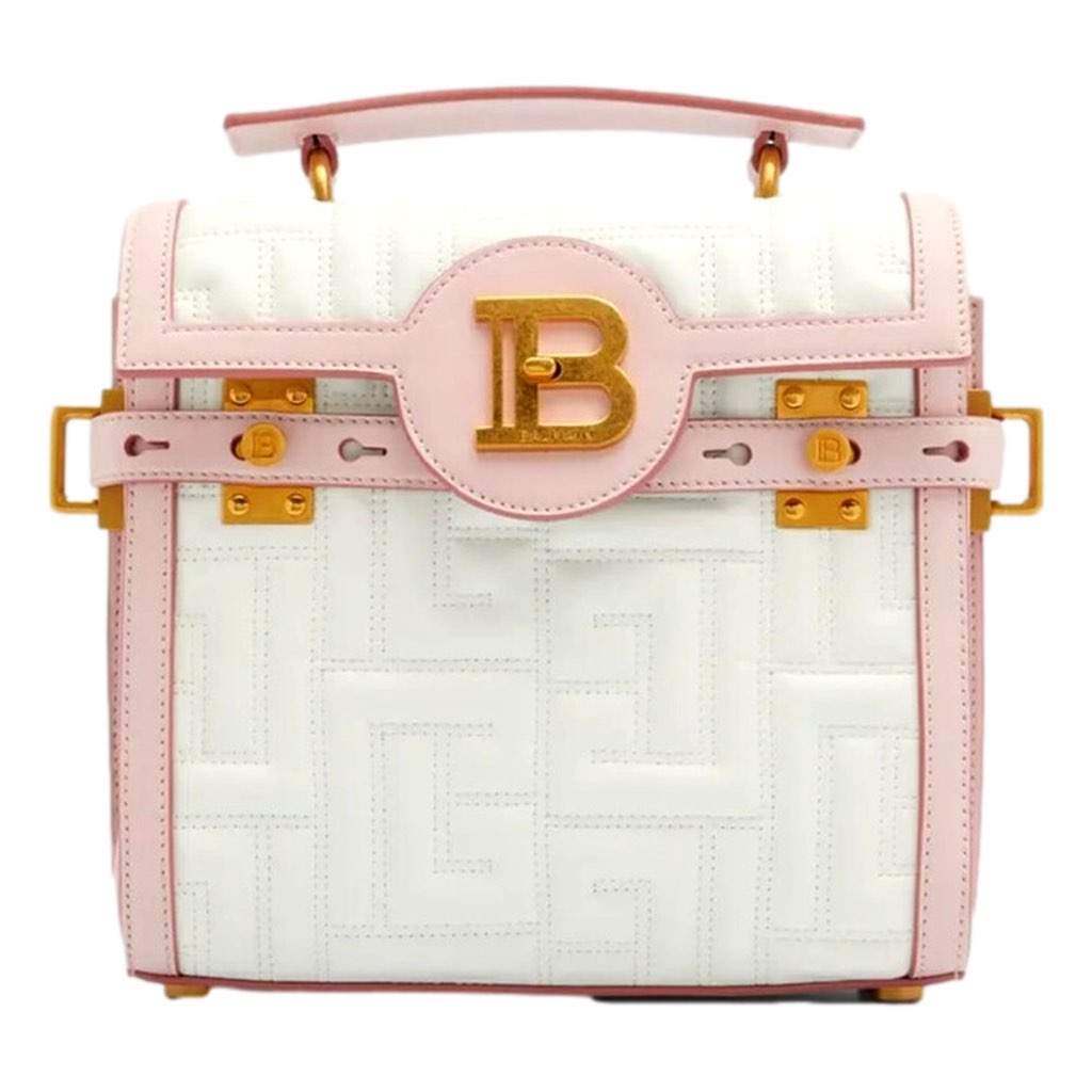 Balmain Balmain B-Buzz 23 Pink White Tote Crossbody Shoulder Bag Quilted Leather Pink Leather Never worn, with tag - Front View