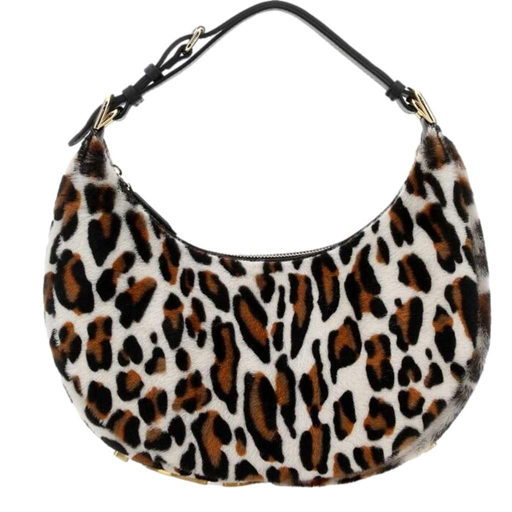 Fendi Fendi Fendigraphy Lamb Fur Animal Print Shoulder Bag White Leather Never worn, with tag - Front View