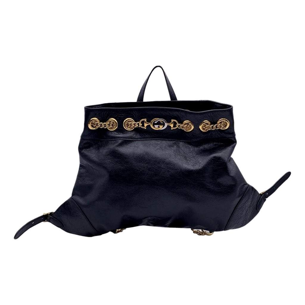Gucci Gucci Black Leather Zumi Backpack Shoulder Backpack Black Leather Good condition - Front View