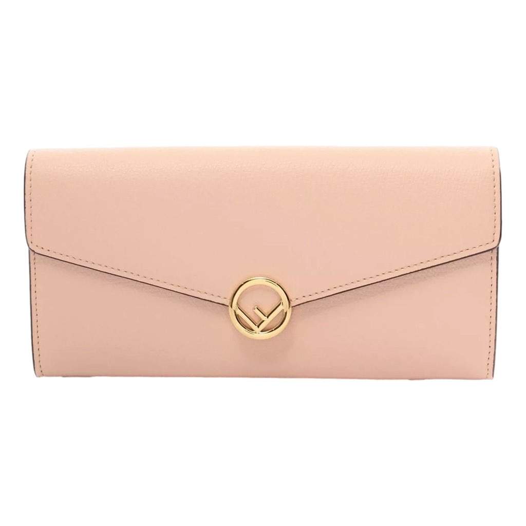 Fendi Fendi F Is Fendi Leather Long Envelope Womens Wallet Light Rose Beige Pink Pink Leather Never worn, with tag - Front View
