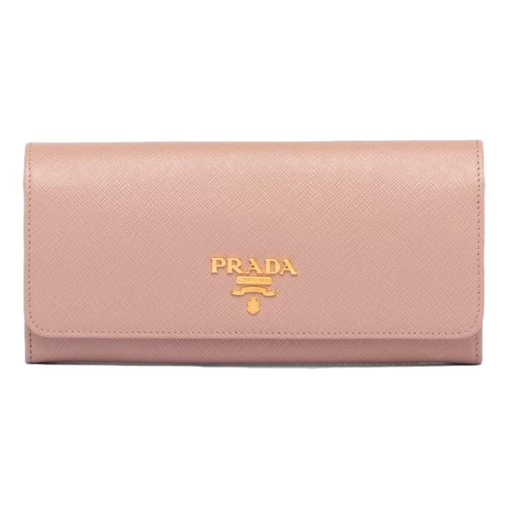 Prada Prada Saffiano Leather Sand Beige Rosso Red Multicolor Long Wallet with Zipper Beige Leather Never worn, with tag - Front View