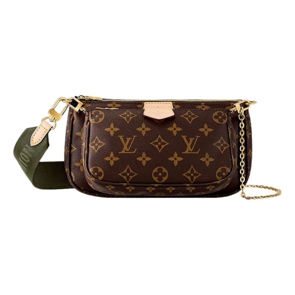 Louis Vuitton Louis Vuitton Multi Pochette Accessoires Classic Monogram Khaki Crossbody Brown Canvas Very good condition - Front View