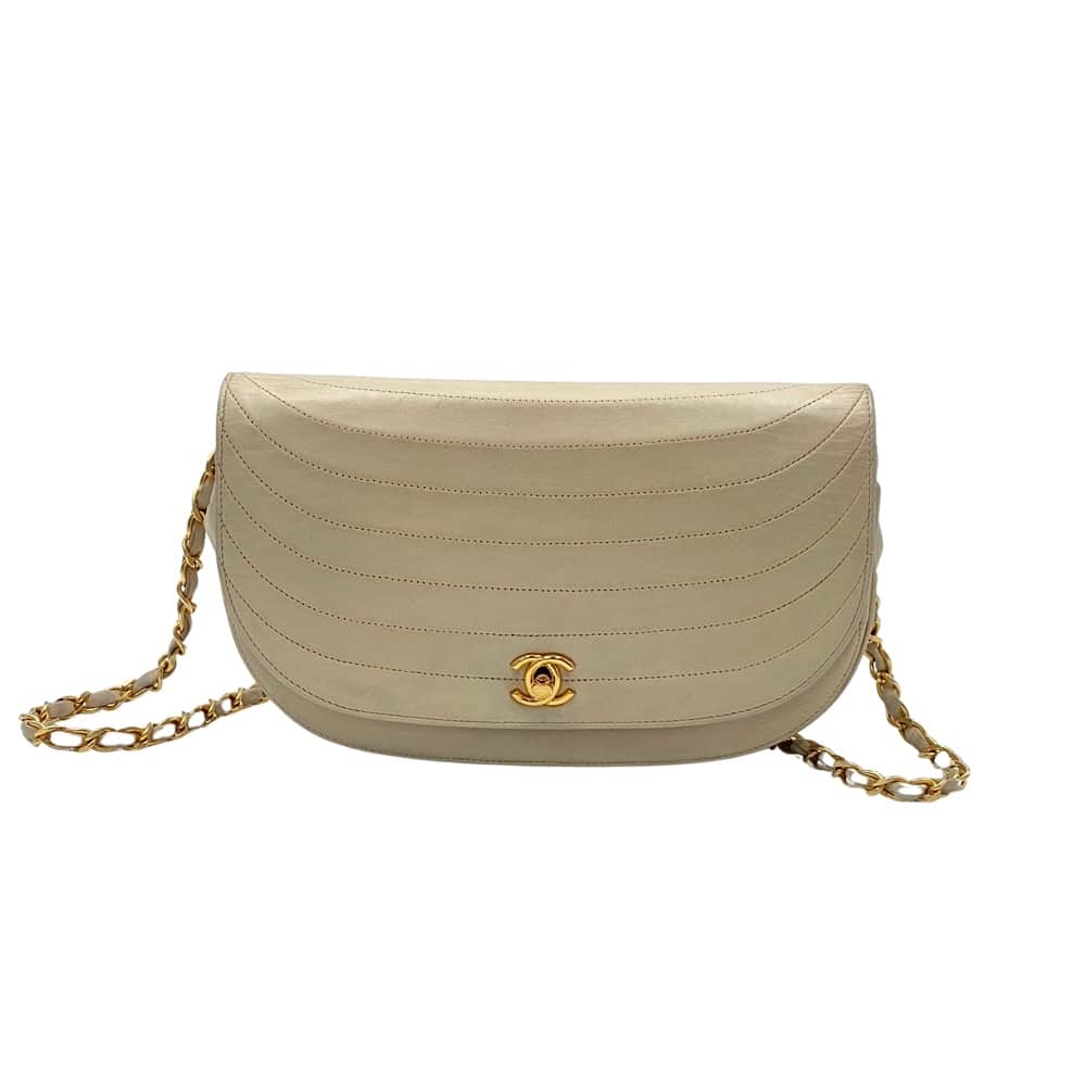 Chanel Demi Lune Beige Leather Good condition - Front View