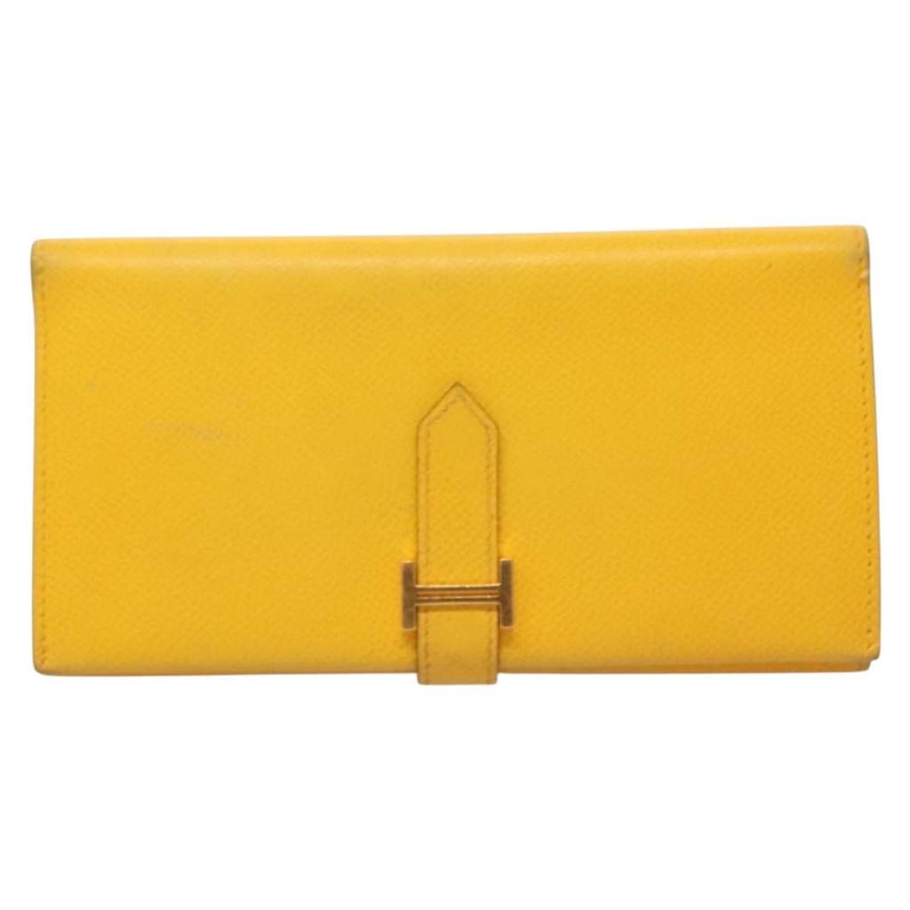 Hermès Bearn Wallet Yellow Leather Good condition - Front View