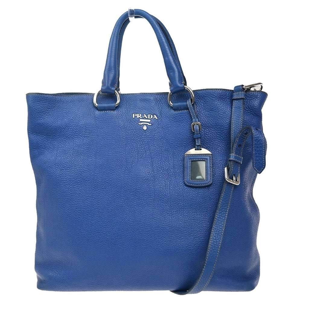 Prada Vintage Tote Blue Leather Good condition - Front View