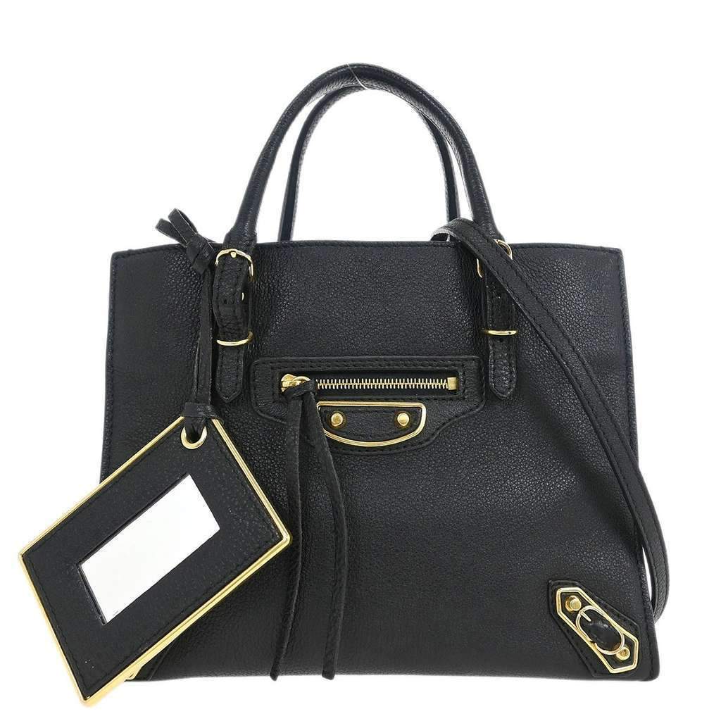 Balenciaga Papier A4 Classic Metallic Edge Bag Black Leather Good condition - Front View