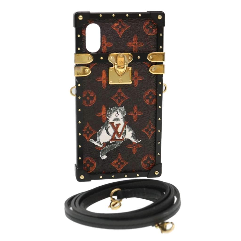 Louis Vuitton Bumper iPhone Case Shoulder Strap Black Canvas Good condition - Front View