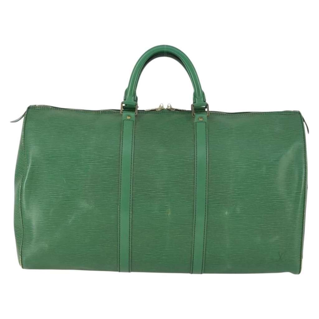 Louis Vuitton Keepall Bag Green Leather Fair condition - Front View