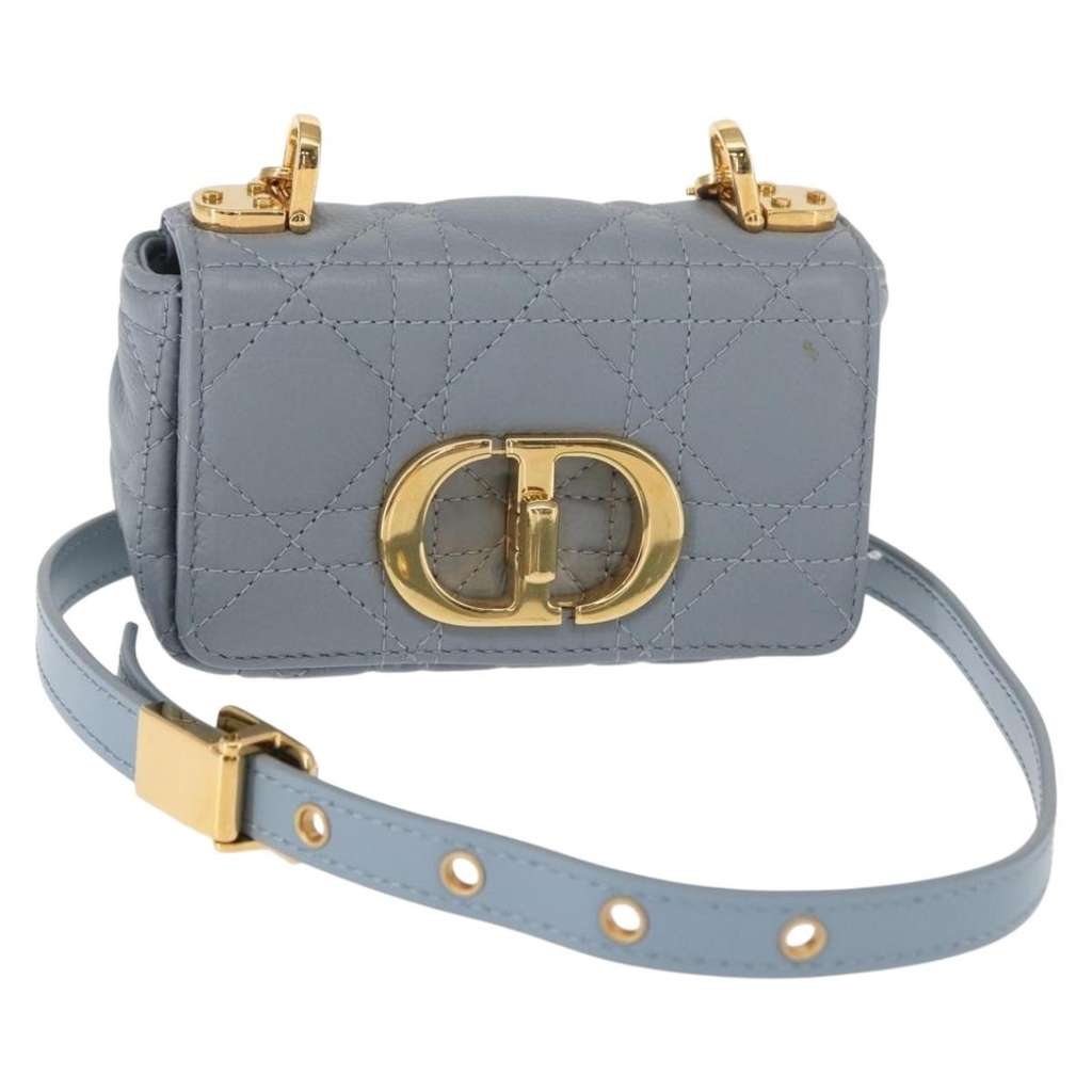 Christian Dior Caro Bag Blue Leather Very good condition - Front View