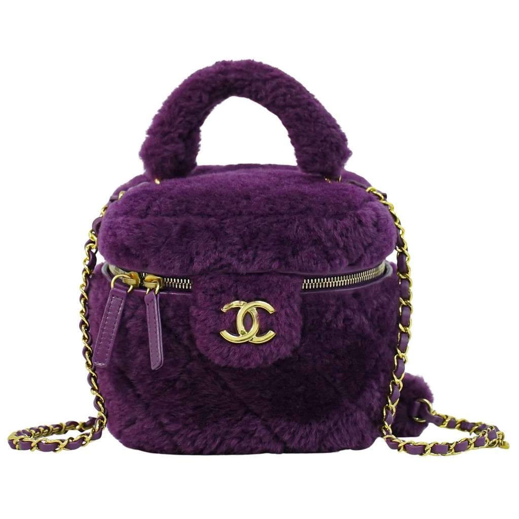 Chanel Coconing Top Handle Vanity Case with Chain Purple Good condition - Front View
