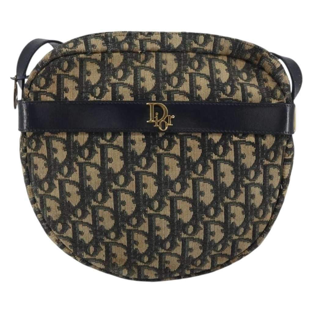 Christian Dior Vintage Trotter Shoulder Bag Navy Canvas Good condition - Front View