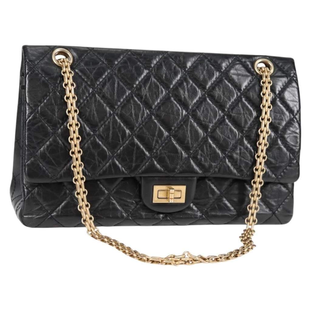 Chanel Reissue 2.55 Flap Bag Black Leather Good condition - Front View
