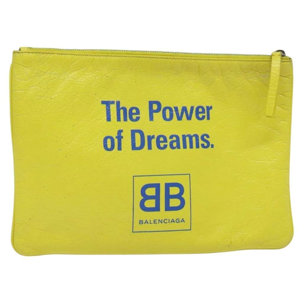 Balenciaga Supermarket Pouch Yellow Leather Good condition - Front View