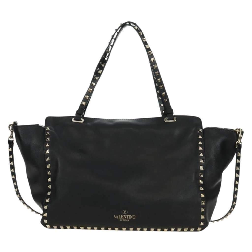 Valentino Garavani Rockstud Tote Black Leather Good condition - Front View