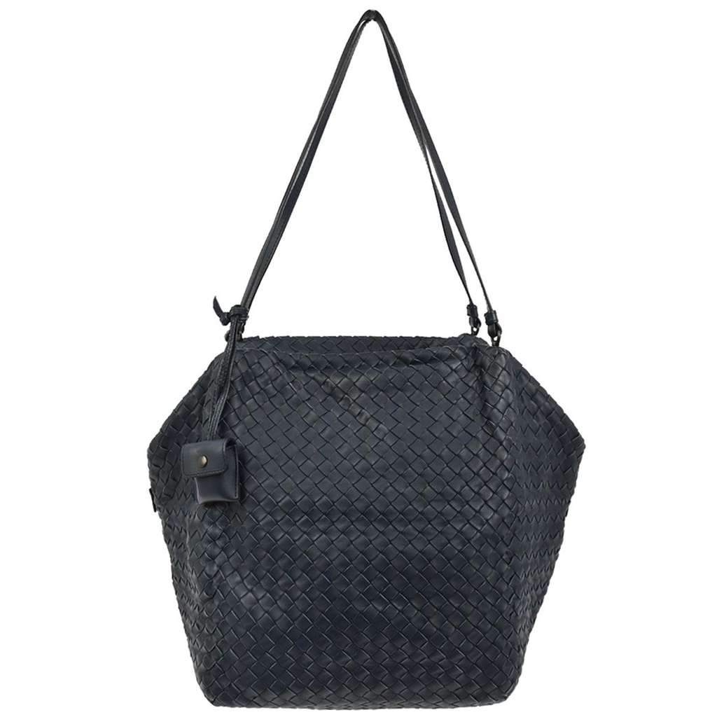 Bottega Veneta Zip Cube Messenger Navy X-Large Leather