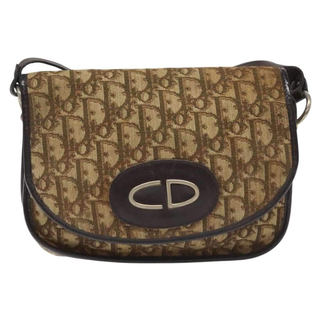 Christian Dior Vintage CD trotter Shoulder bag Brown Canvas Good condition - Front View