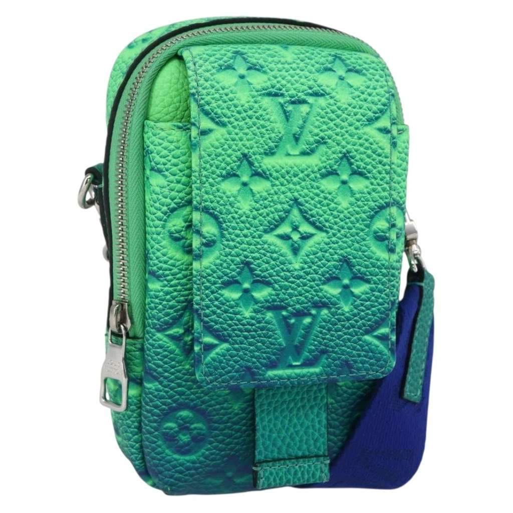 Louis Vuitton Double Phone Pouch NM Green Leather Good condition - Front View