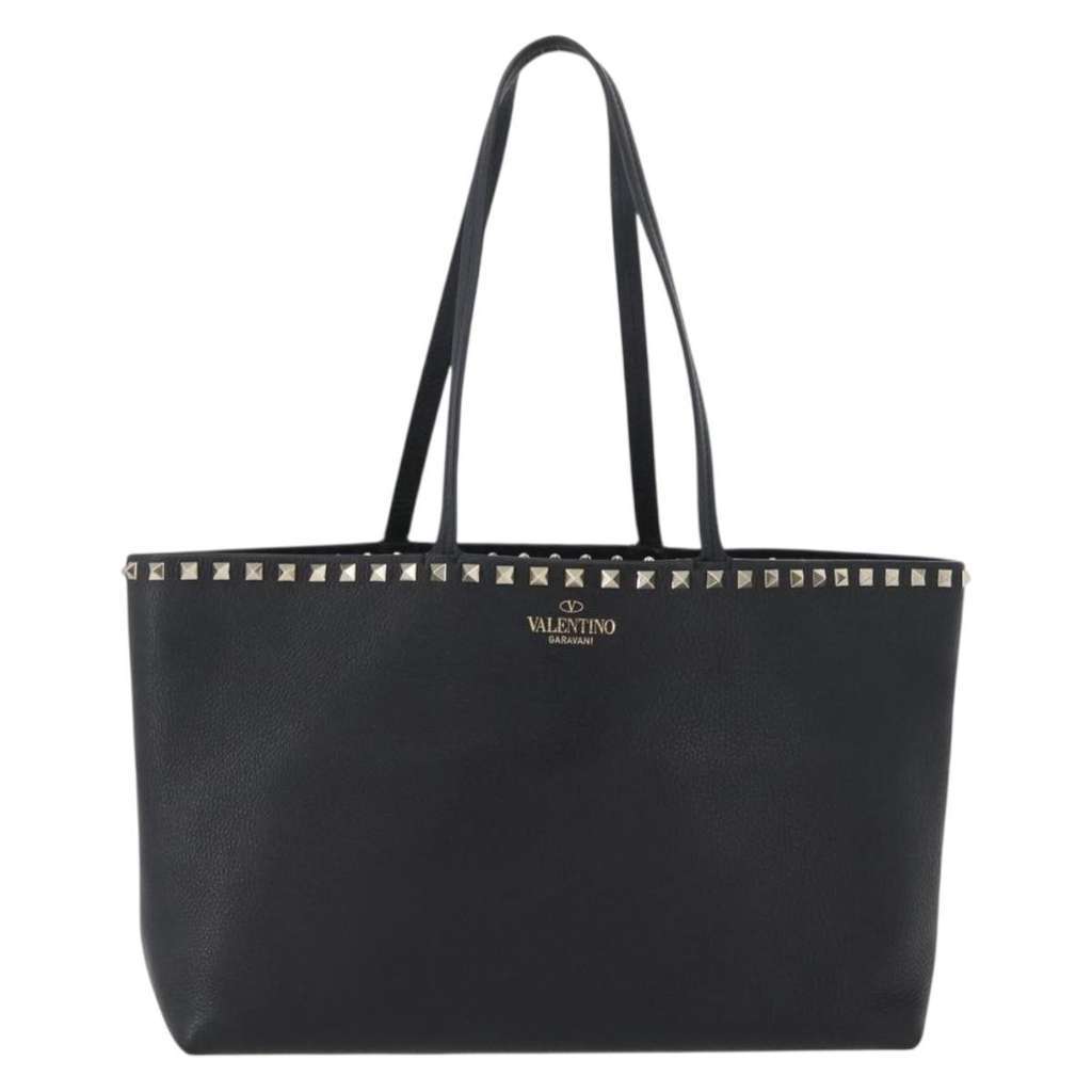 Valentino Garavani Rockstud Shopper Tote Black Leather Good condition - Front View