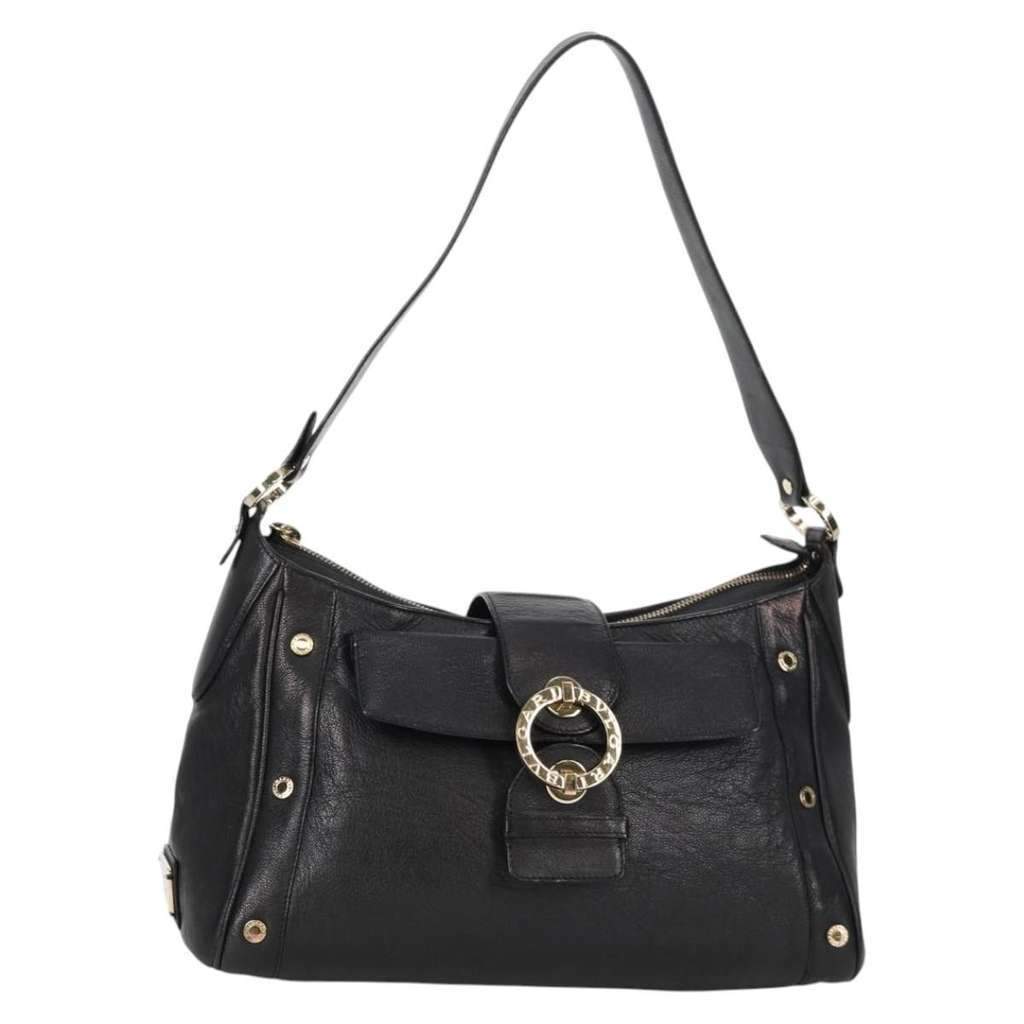 Bvlgari Chandra Top Handle Bag Black Leather Good condition - Front View