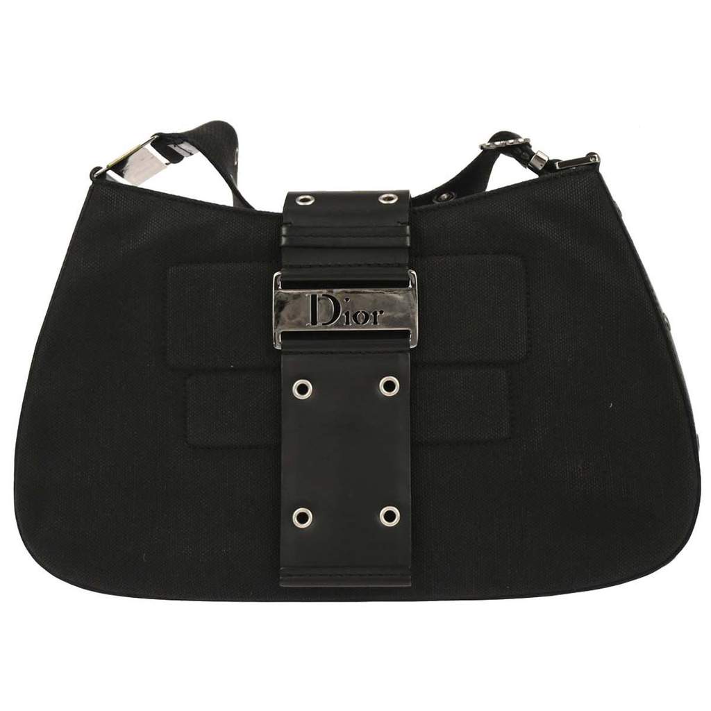 Christian Dior Vintage Street Chic Columbus Shoulder Bag Black Canvas Good condition - Front View