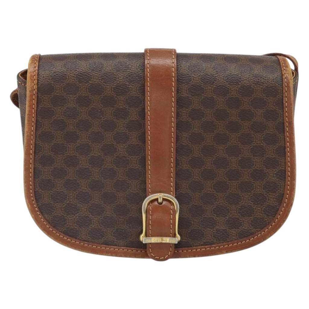 Celine Vintage Macadam Shoulder Bag Brown Canvas Good condition - Front View