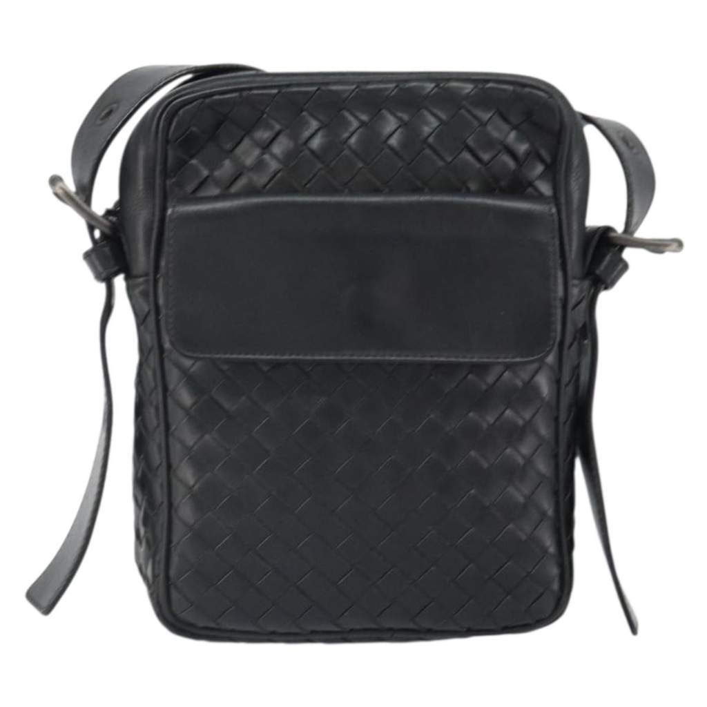 Bottega Veneta Intrecciato Shoulder bag Black Leather Fair condition - Front View