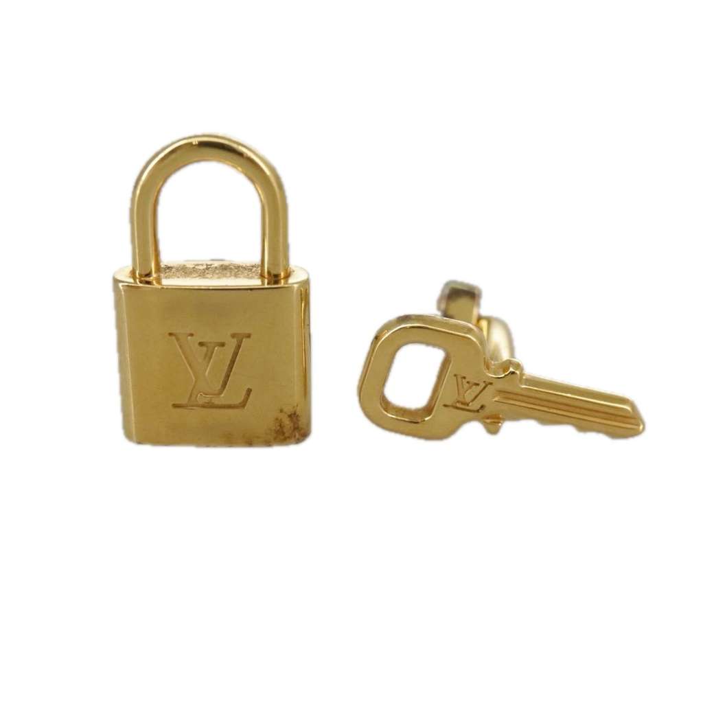 Louis Vuitton Padlock and Key Logo Cufflinks Gold Silver Good condition - Front View