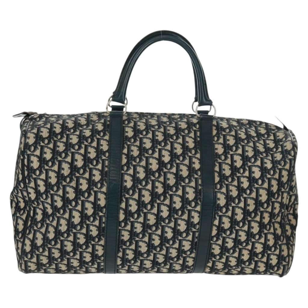 Christian Dior Vintage Trotter Boston Bag Navy Canvas Fair condition - Front View