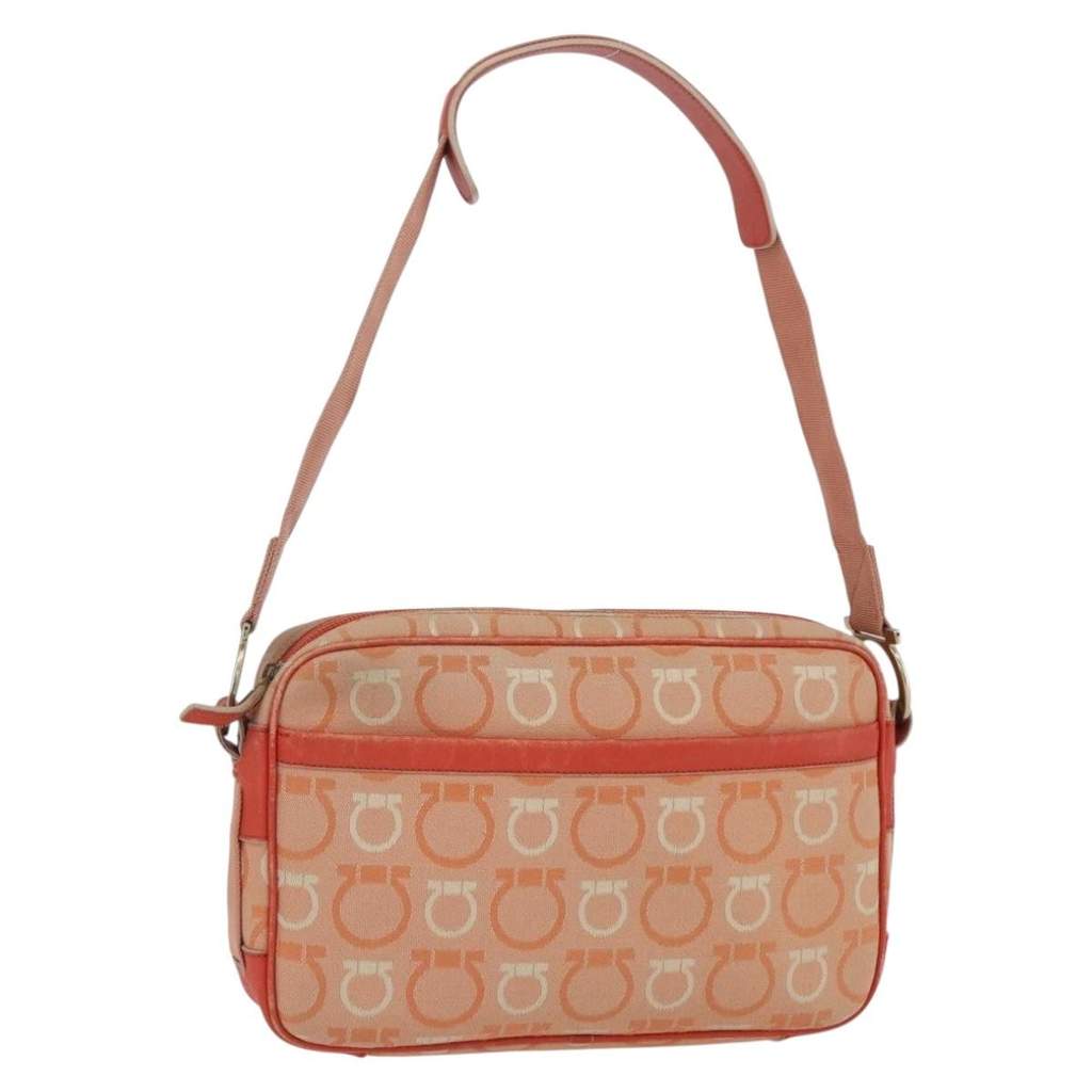 Salvatore Ferragamo Gancini Shoulder Bag Orange Canvas Good condition - Front View