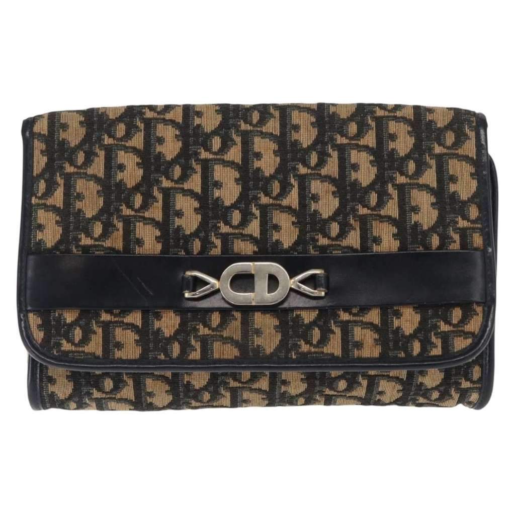 Christian Dior Vintage CD trotter Shoulder bag Navy Canvas Good condition - Front View
