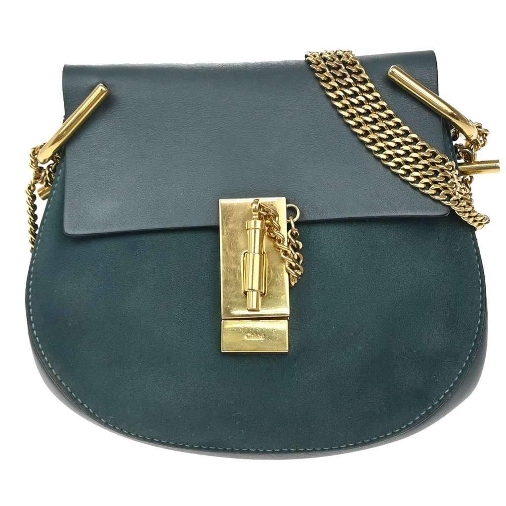 Chloe Drew Crossbody Bag Blue Suede Good condition - Front View