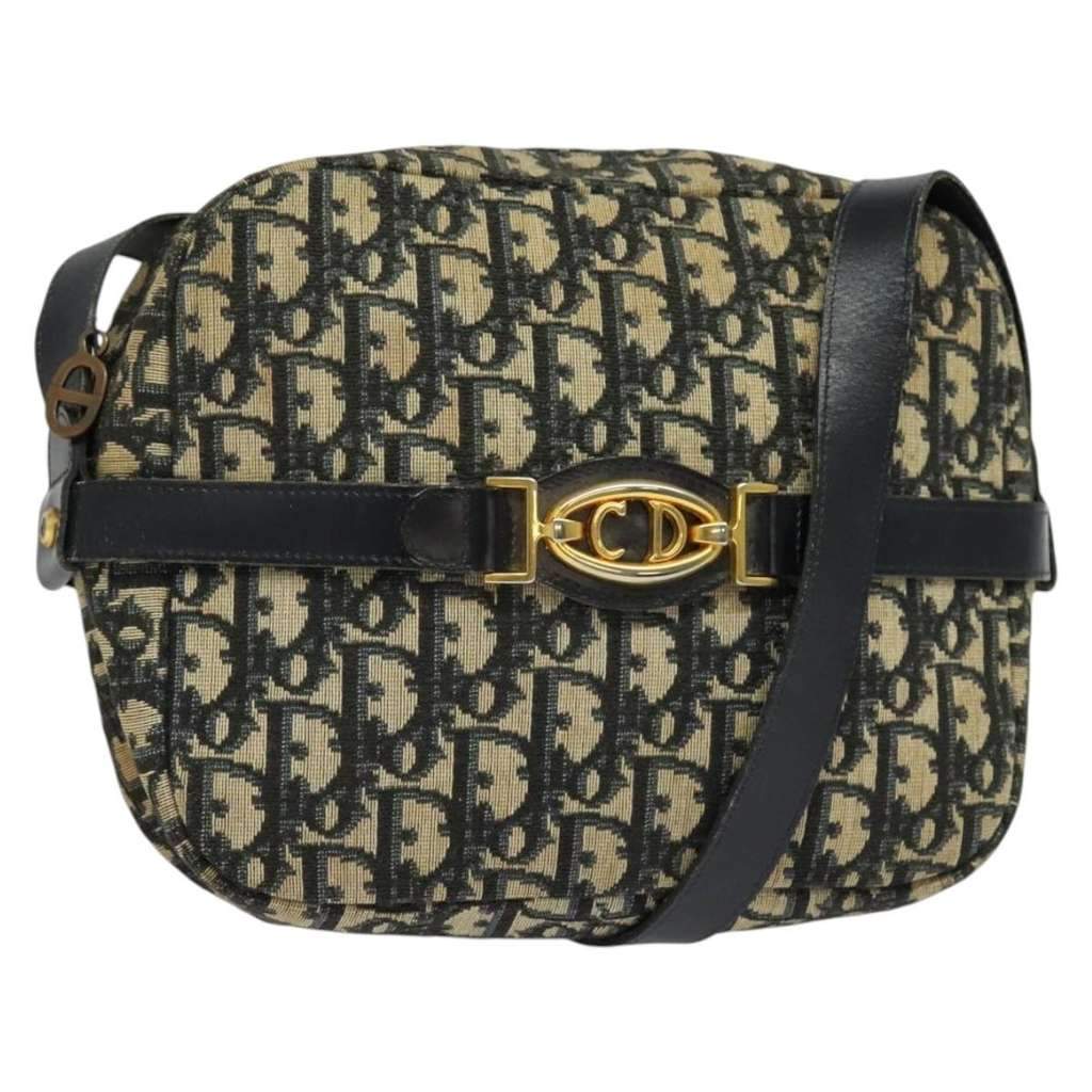 Christian Dior Vintage Trotter Shoulder Bag Navy Canvas Good condition - Front View