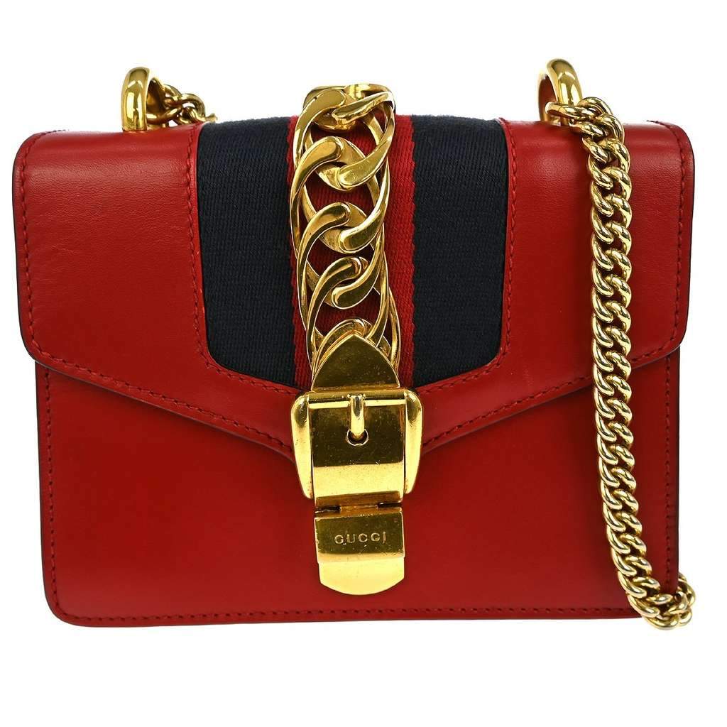 Gucci Sylvie Shoulder Bag Red Leather Good condition - Front View