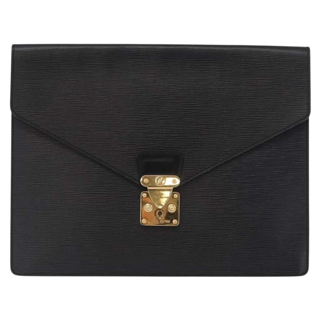 Louis Vuitton Porte-Documents Senateur Bag Black Leather Good condition - Front View