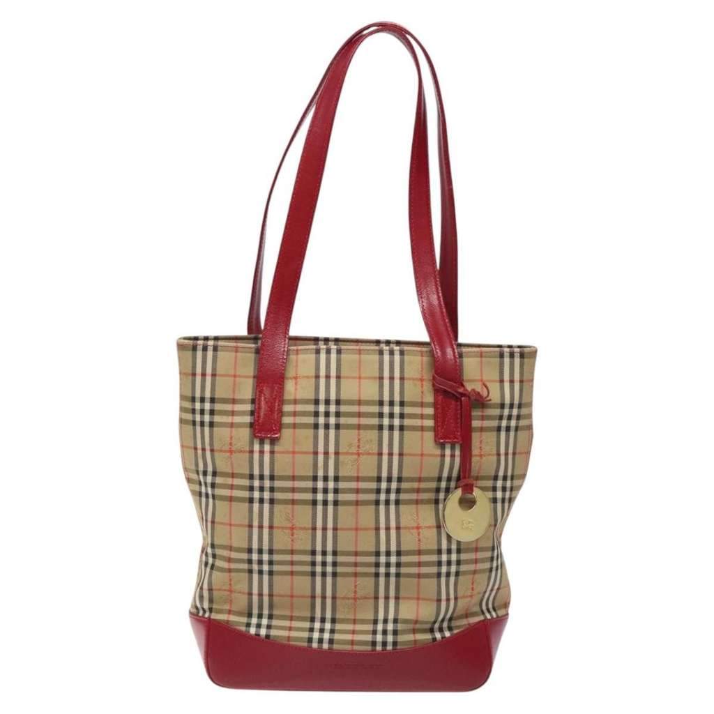 Burberry Nova Check Tote Red Canvas Good condition - Front View