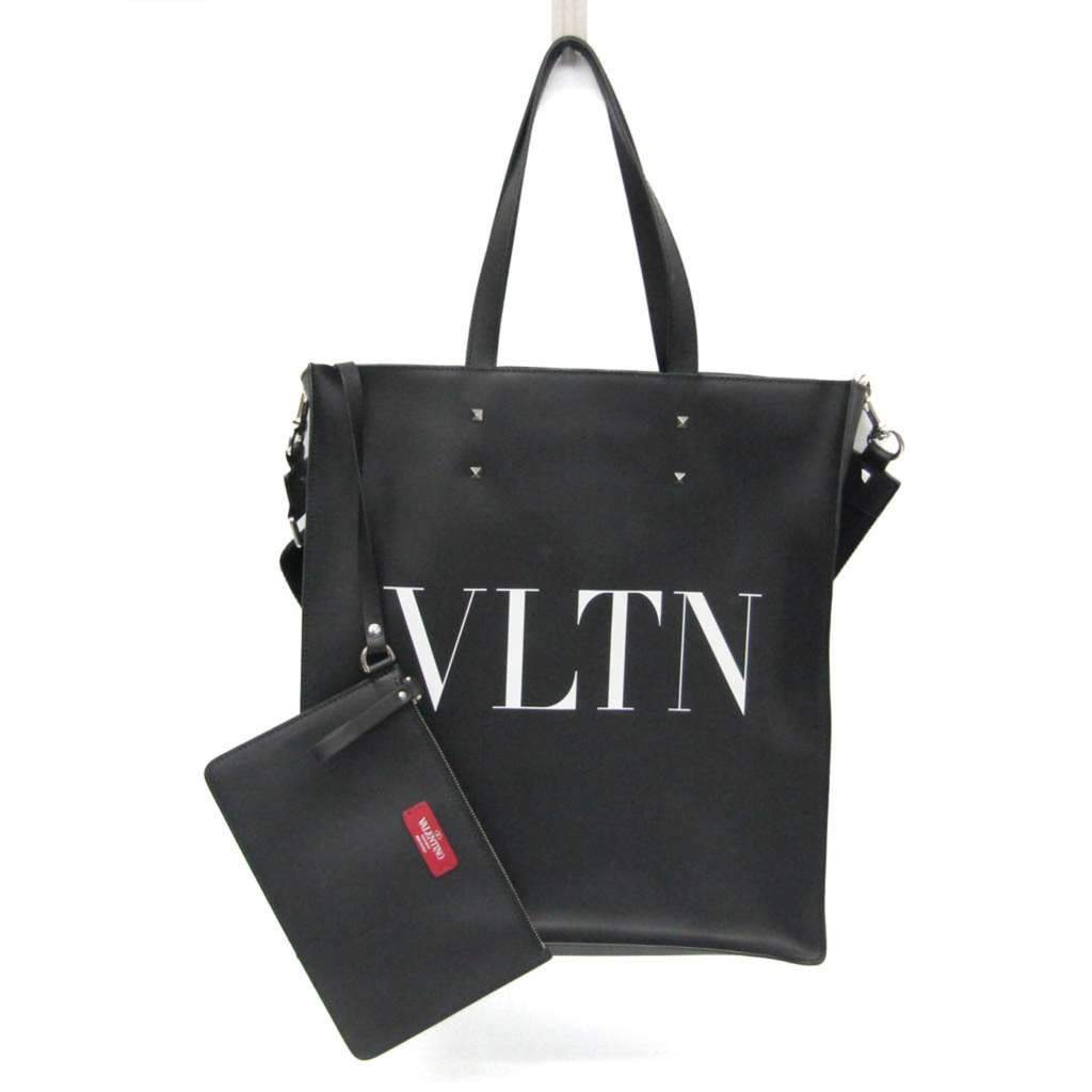 Valentino Garavani VLTN Tote Black Leather Good - Front View
