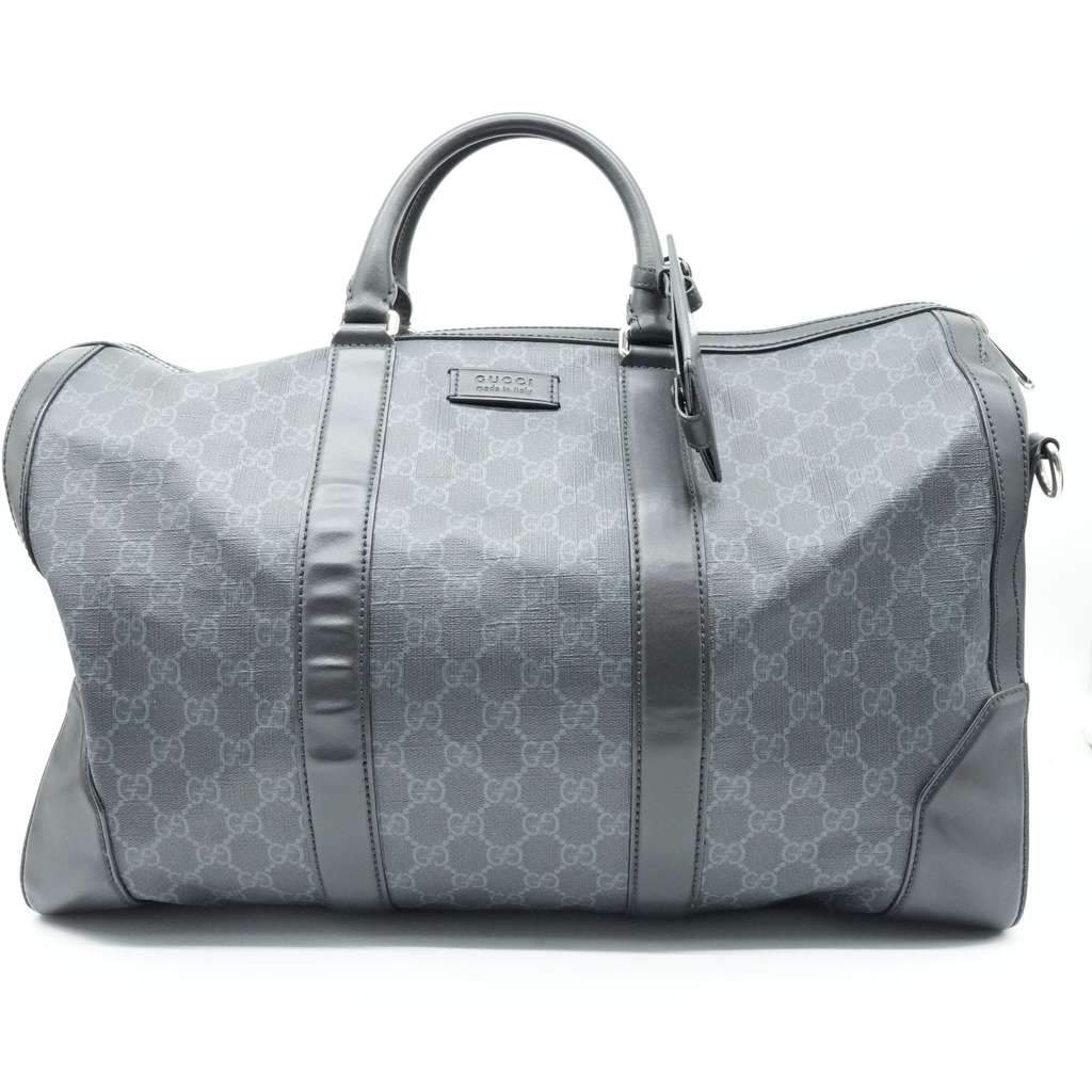 Gucci Black GG Supreme Canvas and Leather Large Carry On Duffel Bag Black Canvas Good condition - Front View