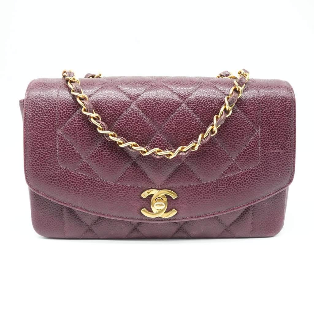 Chanel Chanel Diana Flap Bag Caviar Skin Burgundy Vintage Burgundy Fair - Front View