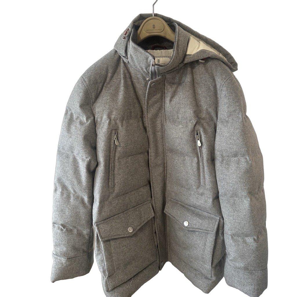 Brunello Cucinelli Grey Padded Wool Puffer