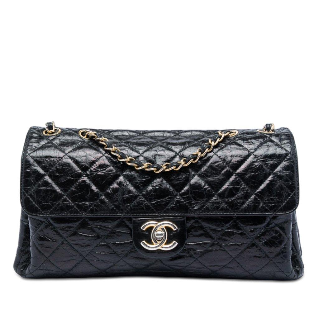 Chanel Jumbo CC Quilted Crumpled Calfskin Straight Flap