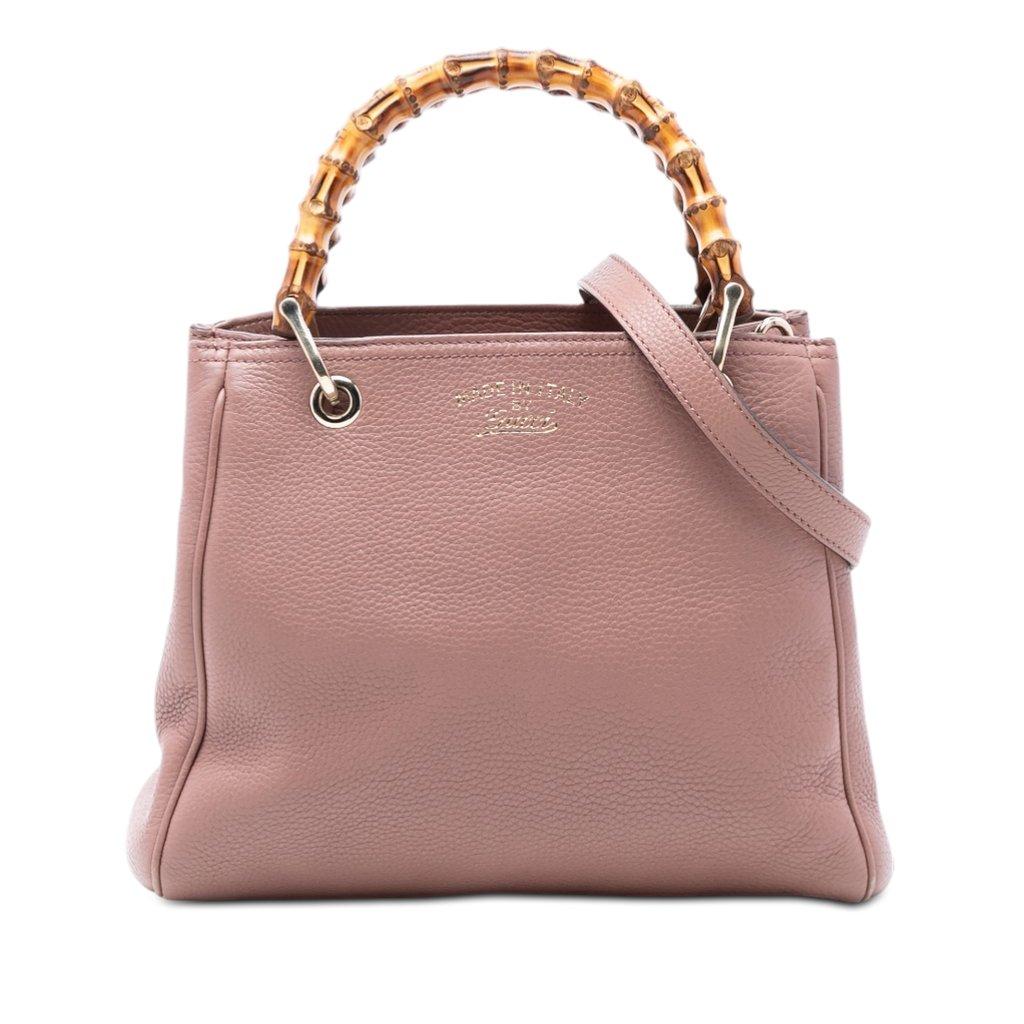 Gucci حقيبة تسوق صغيرة من جلد العجل والخيزران