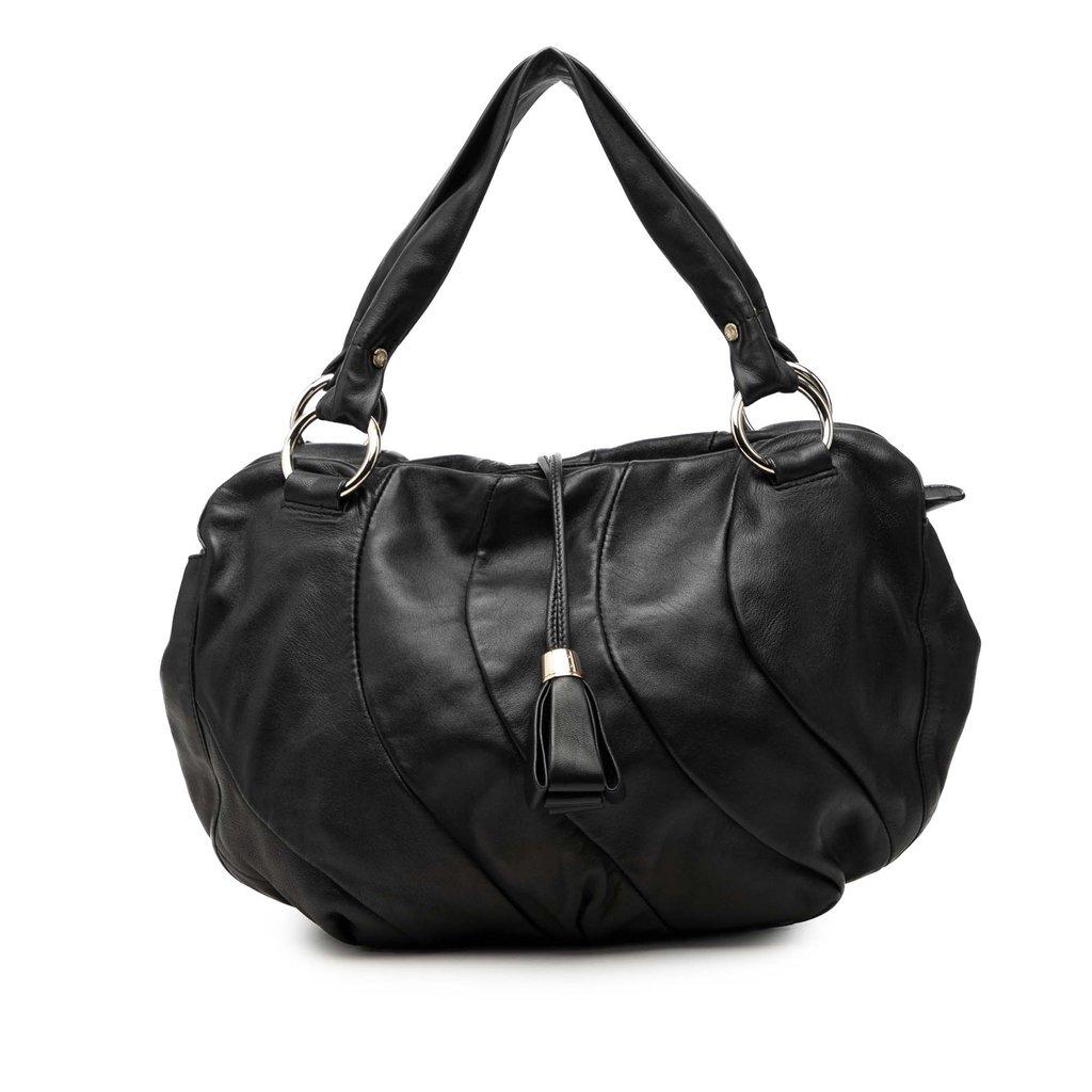 Celine Calfskin Pleated Bittersweet Hobo