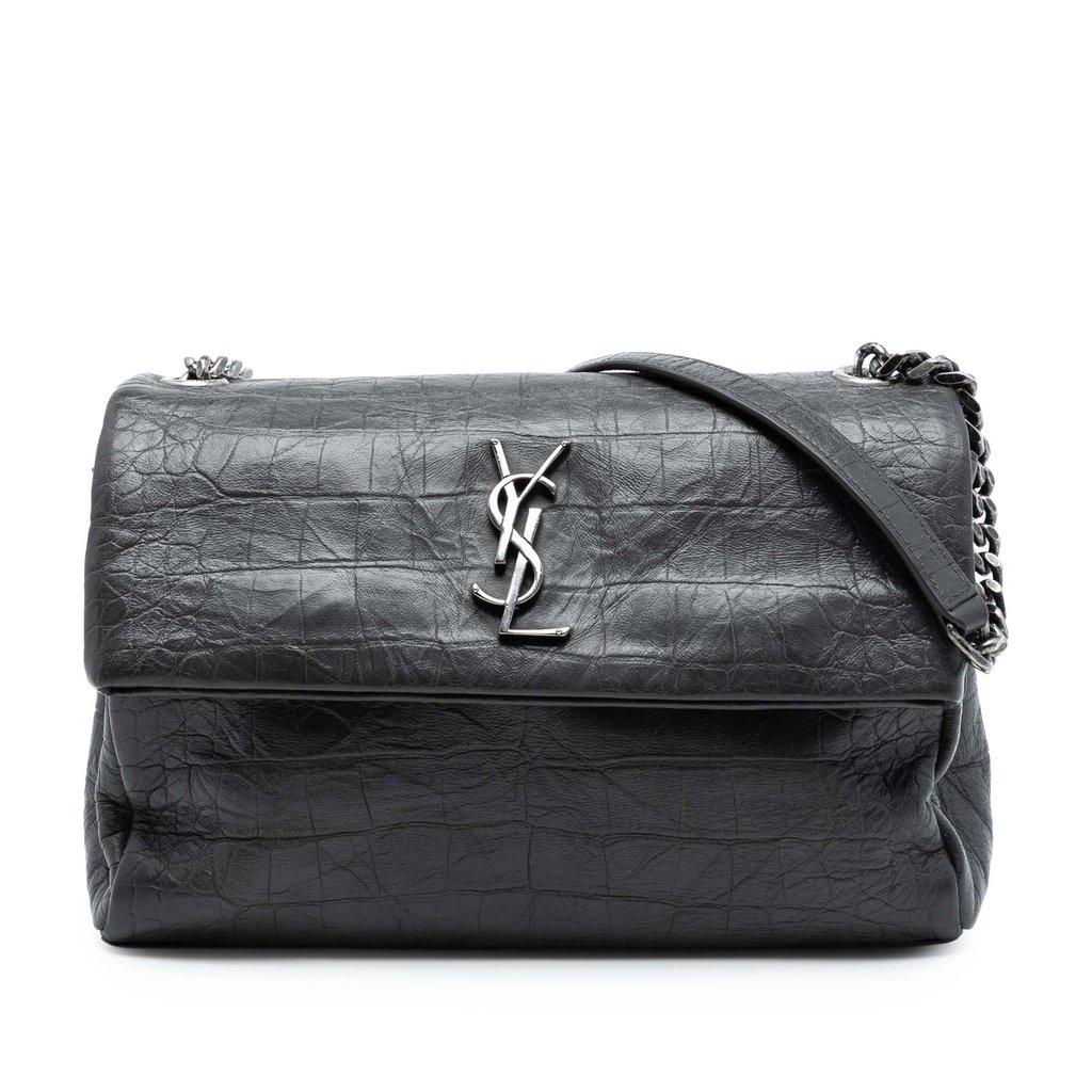 Saint Laurent حقيبة كروس متوسطة الحجم من جلد العجل بنقشة جلد التمساح، تحمل شعار ويست هوليوود